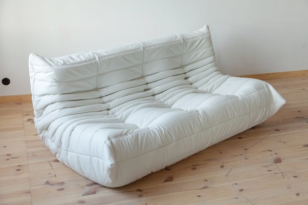 White Leather Togo 3-Seater Sofa by Michel Ducaroy for Ligne Roset-IXA-1805423