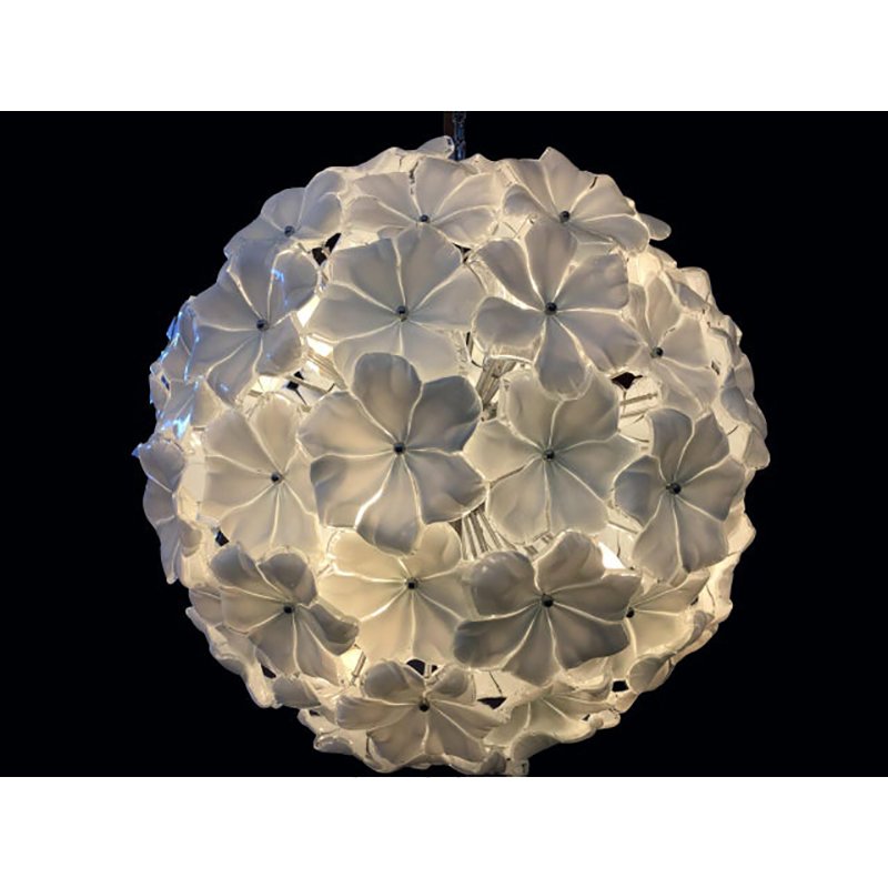 White Lotus Murano Glass Sputnik Chandelier by Simoeng