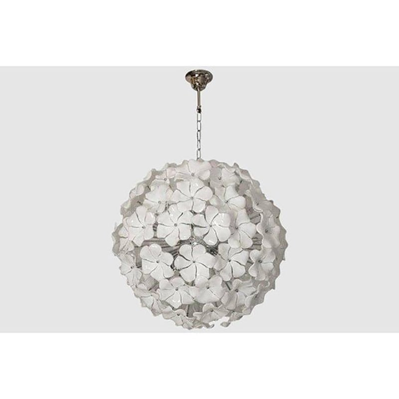 White Lotus Murano Glass Sputnik Chandelier by Simoeng