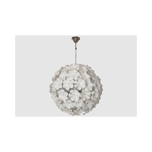 White Lotus Murano Glass Sputnik Chandeliers by Simoeng, Set of 2