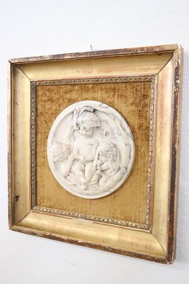 White Marble Bas-Relief Sculptures with Frames, 19th Century, Set of 2-DCO-2032345