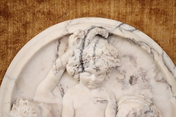 White Marble Bas-Relief Sculptures with Frames, 19th Century, Set of 2-DCO-2032345