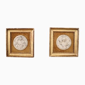 White Marble Bas-Relief Sculptures with Frames, 19th Century, Set of 2-DCO-2032345