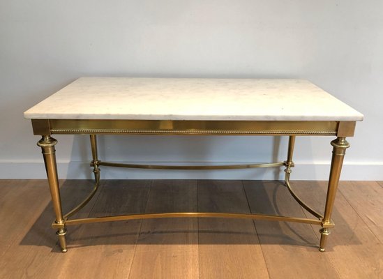 White Marble Brass Coffee Table-BA-1365387