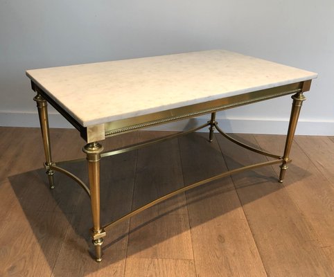 White Marble Brass Coffee Table-BA-1365387