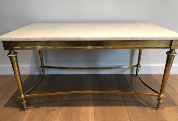 White Marble Brass Coffee Table-BA-1365387