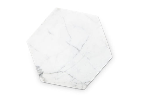 White Marble & Cork Hexagonal Plate from FiammettaV Home Collection