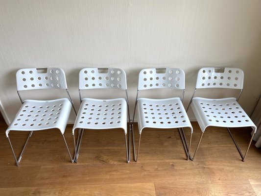 White Metal Model Omkstak Chairs by Rodney Kinsman for Bieffeplast, 1970s, Set of 4-LL-1779670