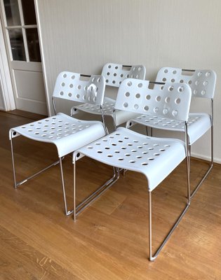 White Metal Model Omkstak Chairs by Rodney Kinsman for Bieffeplast, 1970s, Set of 4-LL-1779670