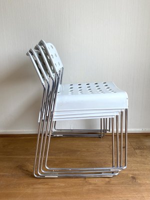 White Metal Model Omkstak Chairs by Rodney Kinsman for Bieffeplast, 1970s, Set of 4-LL-1779670