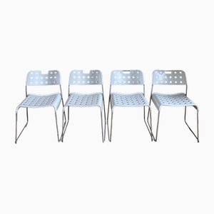 White Metal Model Omkstak Chairs by Rodney Kinsman for Bieffeplast, 1970s, Set of 4-LL-1779670