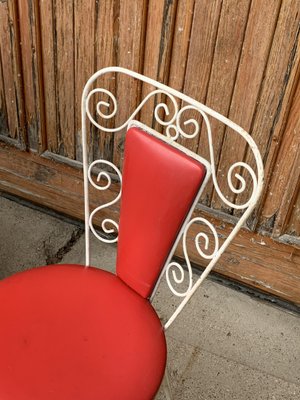 White Metal & Red Leatherette Garden Set, 1968, Set of 4-OXJ-1398447