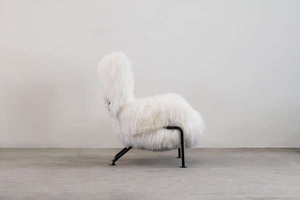 White Mongolian Wool Pl19 Armchair by Franco Albini for Poggi, Italy, 1950s-IVC-1425999