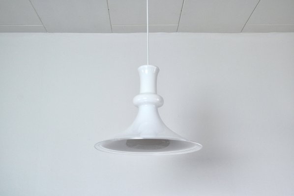 White Mouth Blown Opaline Glass Pendant by Michael Bang for Holmegaard, Denmark, 1980s-HPQ-1215505