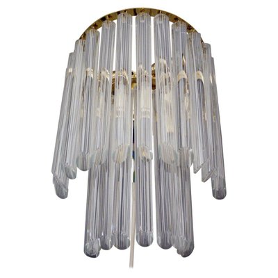 White Murano Glass and Brass Wall Sconce from Venini, Italy, 1960s-DEK-1110753