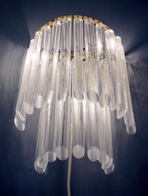 White Murano Glass and Brass Wall Sconce from Venini, Italy, 1960s-DEK-1110753