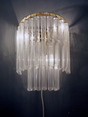 White Murano Glass and Brass Wall Sconce from Venini, Italy, 1960s-DEK-1110753