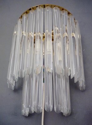 White Murano Glass and Brass Wall Sconce from Venini, Italy, 1960s-DEK-1110753