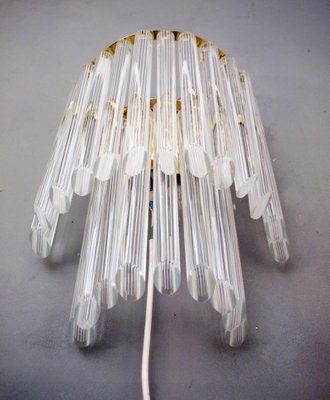 White Murano Glass and Brass Wall Sconce from Venini, Italy, 1960s-DEK-1110753