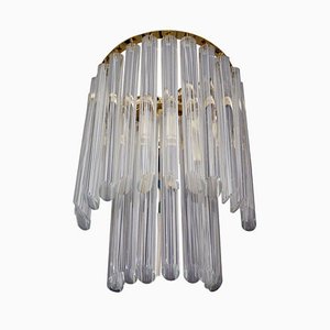 White Murano Glass and Brass Wall Sconce from Venini, Italy, 1960s-DEK-1110753