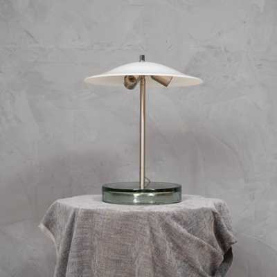 White Murano Glass and Steel Table Lamp, 1980s-UH-1299771