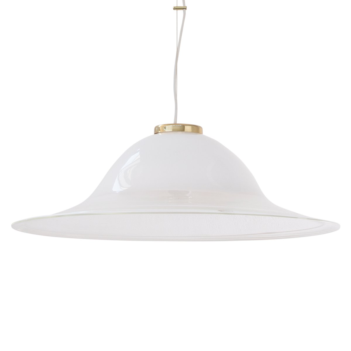 White Murano Glass Ceiling Lamp with Hot Applications