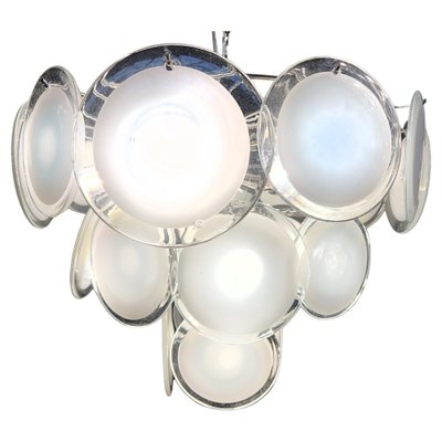 White Murano Glass Disc Chandelier attributed to Vistosi, 1970s-OVO-1805008