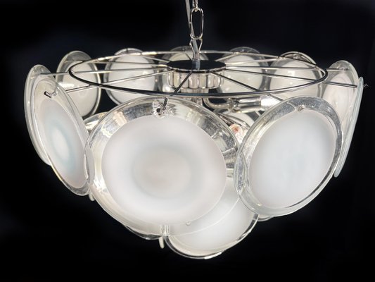 White Murano Glass Disc Chandelier attributed to Vistosi, 1970s-OVO-1805008