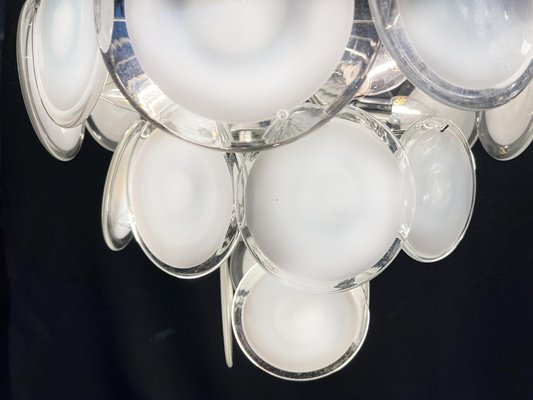 White Murano Glass Disc Chandelier attributed to Vistosi, 1970s-OVO-1805008