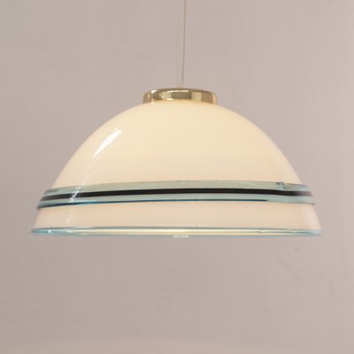 White Murano Glass Suspension Lamp with Turquoise and Black Hot Applications, 1980s-MPO-1319318