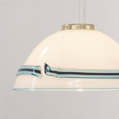 White Murano Glass Suspension Lamp with Turquoise and Black Hot Applications, 1980s-MPO-1319318