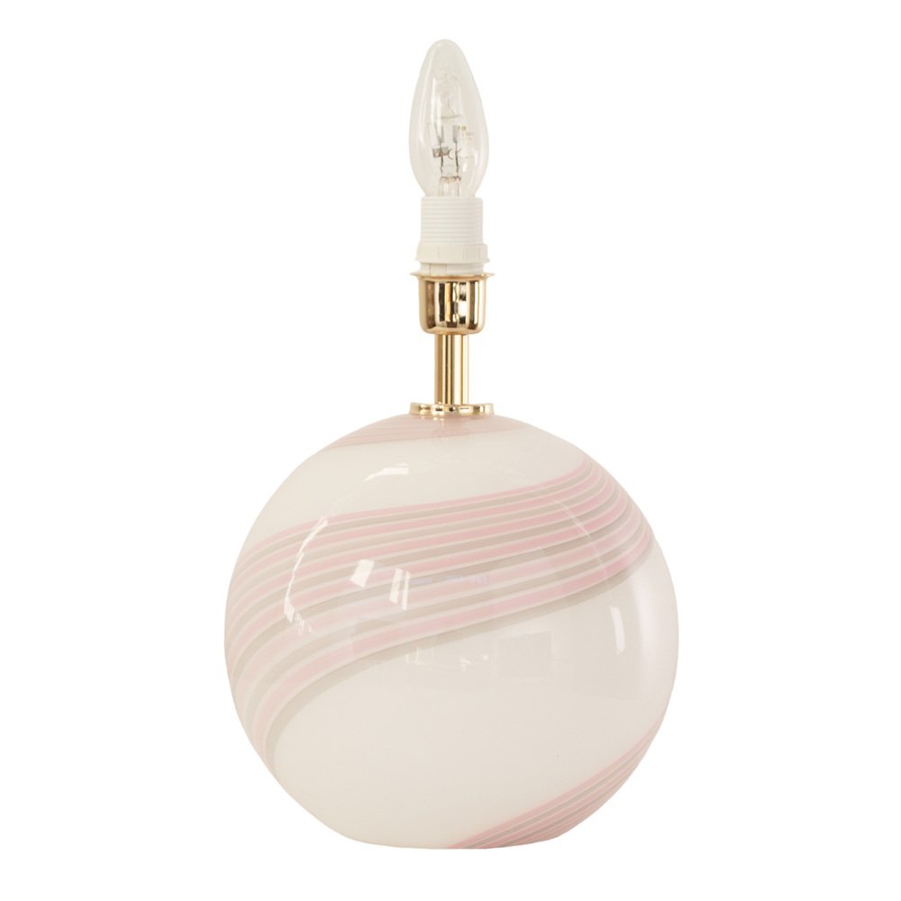 White Murano Glass Table Lamp with Pink and Gray, 1980s