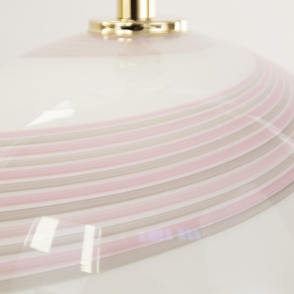 White Murano Glass Table Lamp with Pink and Gray, 1980s