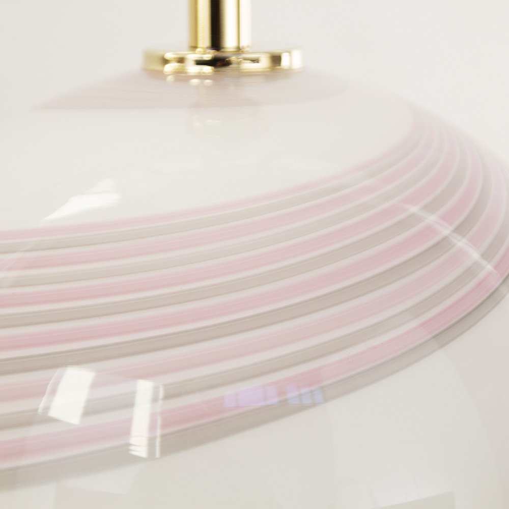 White Murano Glass Table Lamp with Pink and Gray, 1980s