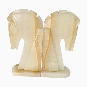 White Onyx Bookends, France, 1970s, Set of 2-UR-1446558