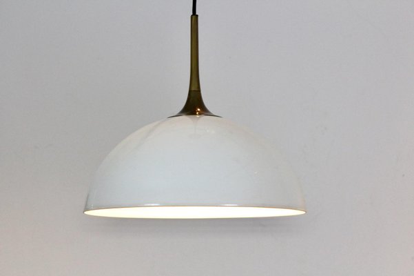 White-Opal Glass & Brass Pendant Lights by Florian Schulz, Set of 2-MO-1158533