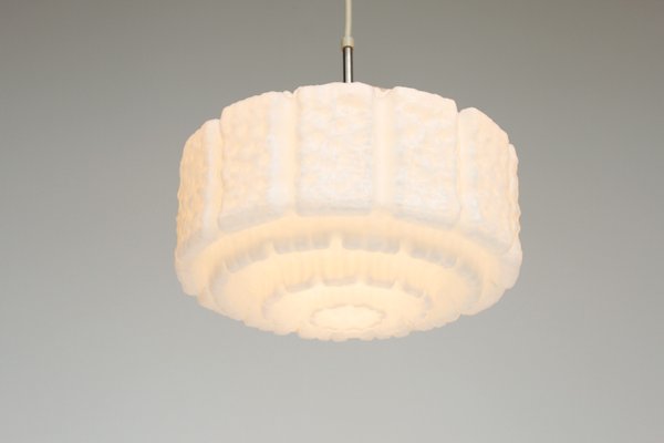 White Opal Glass Pendant Light in the Shape of a Flower from Limburg, 1970s-DUM-2027065