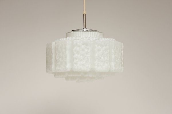 White Opal Glass Pendant Light in the Shape of a Flower from Limburg, 1970s-DUM-2027065