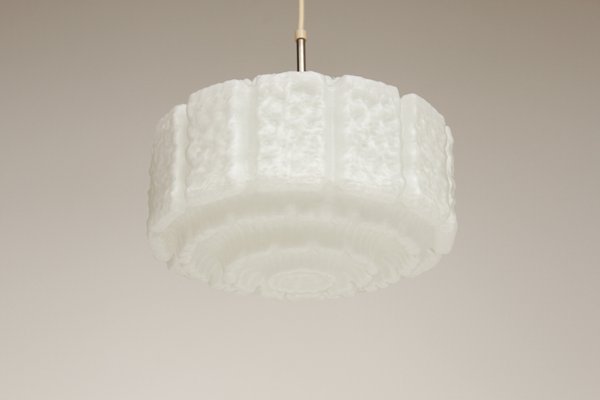 White Opal Glass Pendant Light in the Shape of a Flower from Limburg, 1970s-DUM-2027065