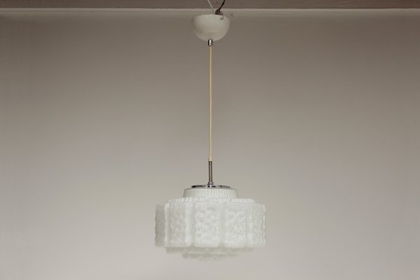 White Opal Glass Pendant Light in the Shape of a Flower from Limburg, 1970s-DUM-2027065