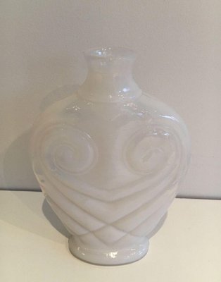 White Opalin Glass Owl Vase, 1970s-BA-1365838