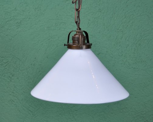 White Opaline Pendant Lamp, 1920s-ROJ-1406320