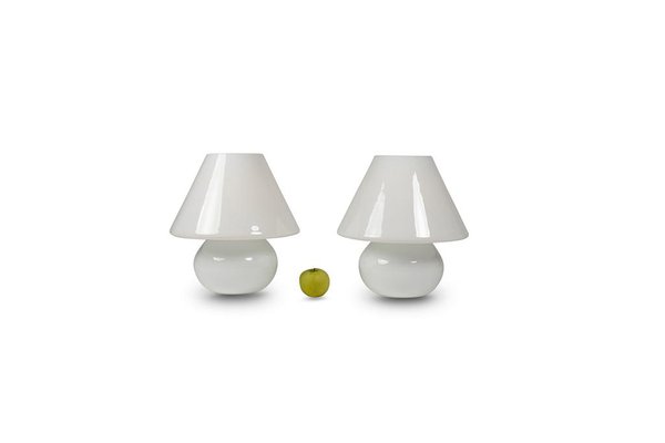 White Opaline Table Lamps, 1990s, Set of 2-CEJ-1700678