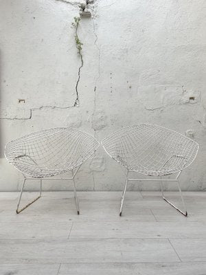 White Patted Mesh Metal Armchairs, Set of 2-UX-1776951