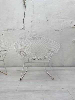 White Patted Mesh Metal Armchairs, Set of 2-UX-1776951