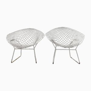 White Patted Mesh Metal Armchairs, Set of 2-UX-1776951