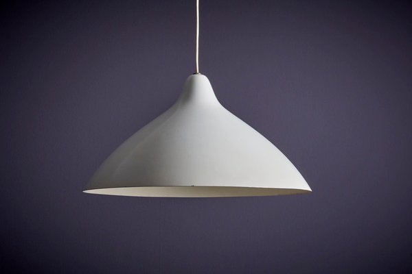 White Pendant Lamp in Aluminum by Lisa Johansson-Pape for Orno, 1960s-SFD-1739427