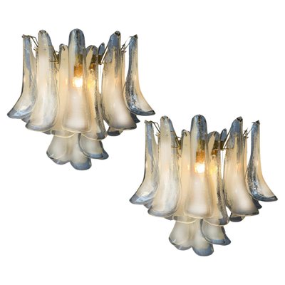 White Petal Chandeliers in Murano Glass, 1990s, Set of 2-OVO-1706140