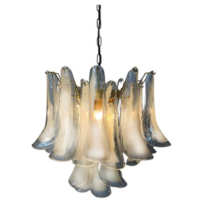 White Petal Chandeliers in Murano Glass, 1990s, Set of 2-OVO-1706140