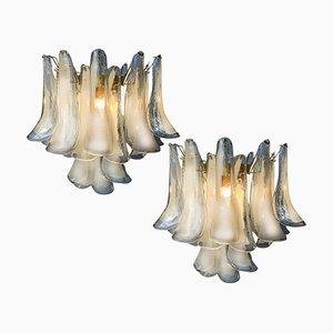 White Petal Chandeliers in Murano Glass, 1990s, Set of 2-OVO-1706140